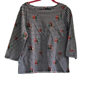 St John's Bay tees blue&white stripes floral